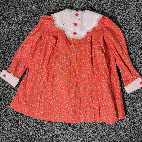 Vintage Handmade Calico Red Floral Dress - Picture 2 of 3